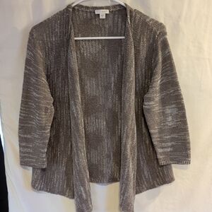 Elegant Open Front Cardigan Sweater - Silver